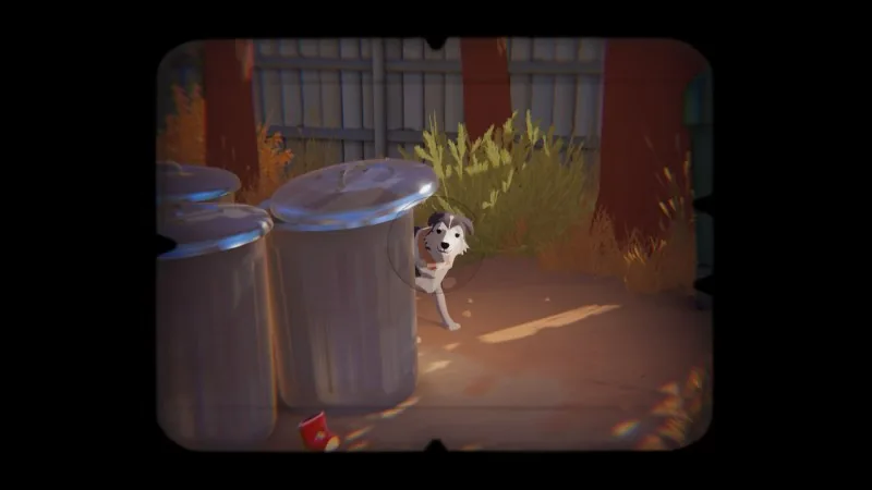 Dog beside the bins through the instant camera